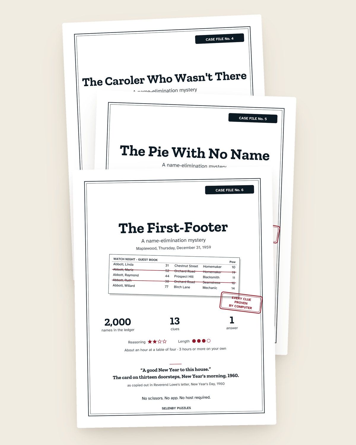 Holiday Mysteries, Season Two: pages from the printable