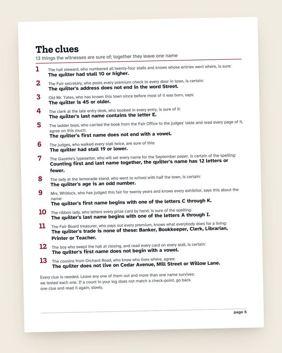 All Nine Cases: another page from the printable