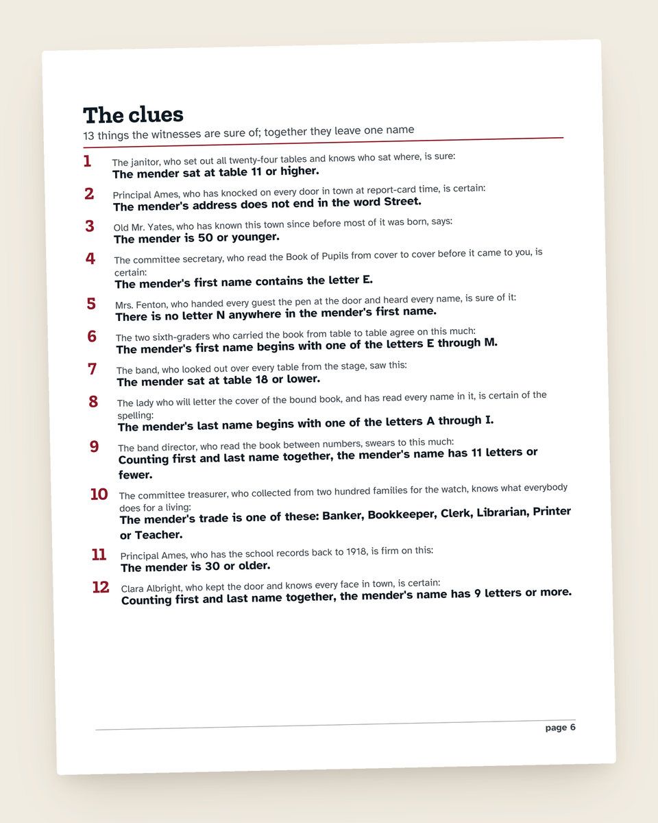Case File No. 8: The Retirement Gift: another page from the printable