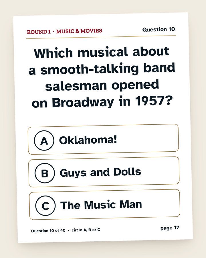 1957 Trivia: Turning 70: a page from the printable