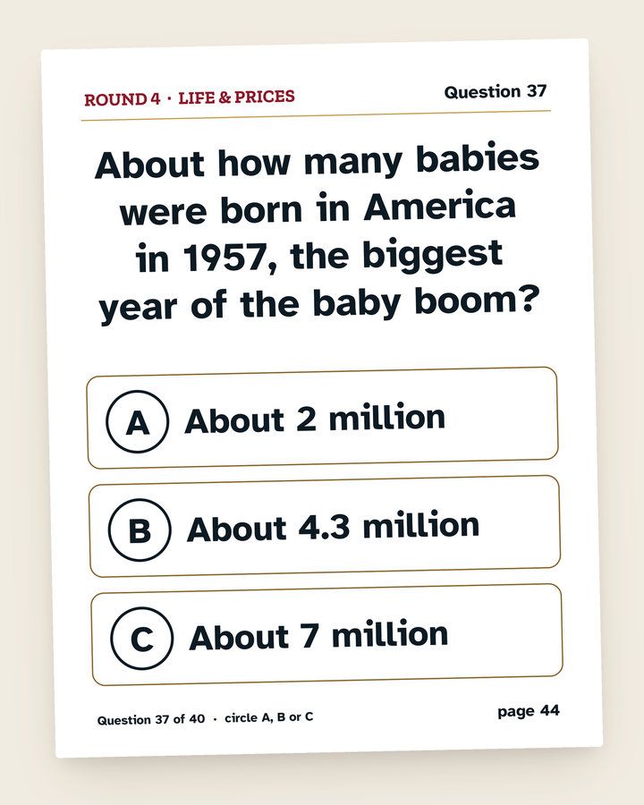 1957 Trivia: Turning 70: a page from the printable