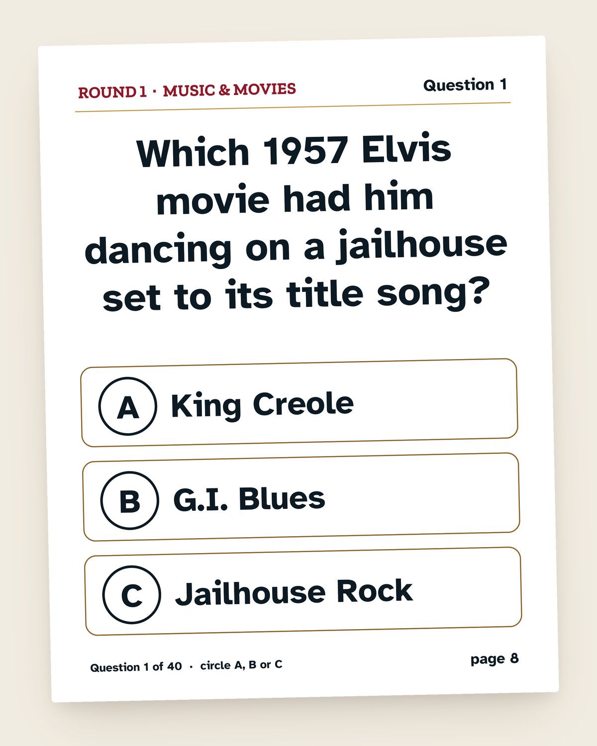 1957 Trivia: Turning 70: a page from the printable