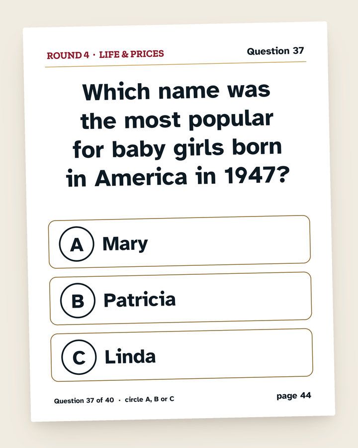 1947 Trivia: Turning 80: a page from the printable
