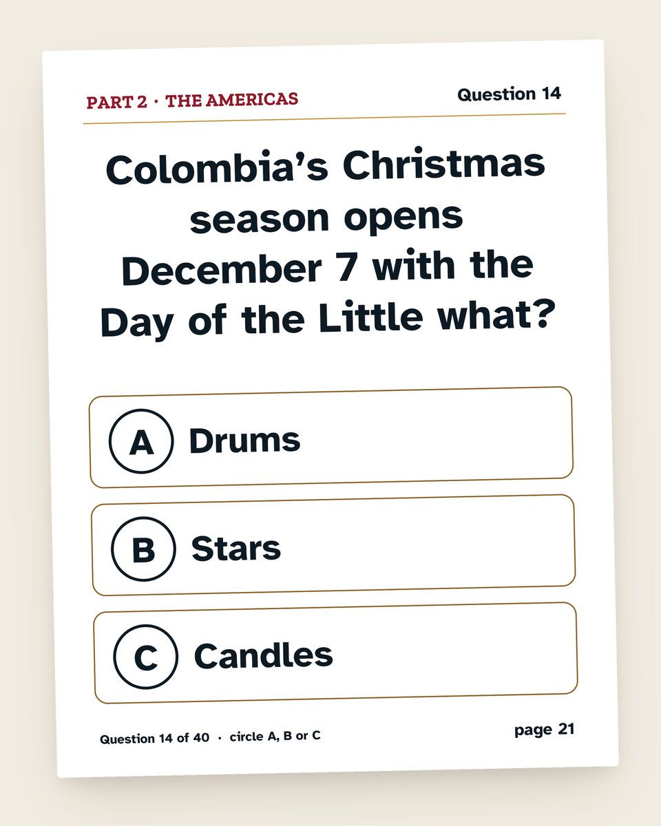 Christmas Trivia 120: a page from the printable