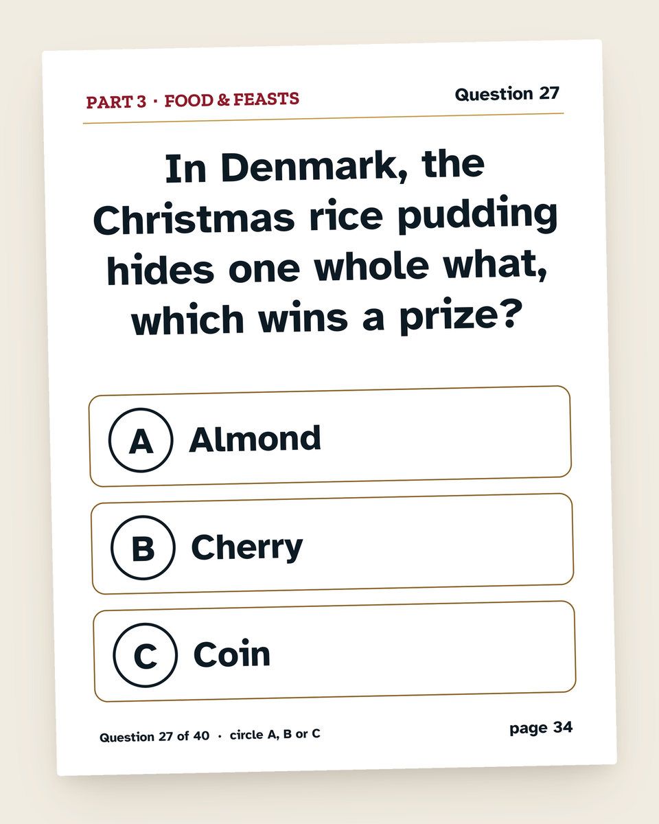 Christmas Trivia 120: a page from the printable