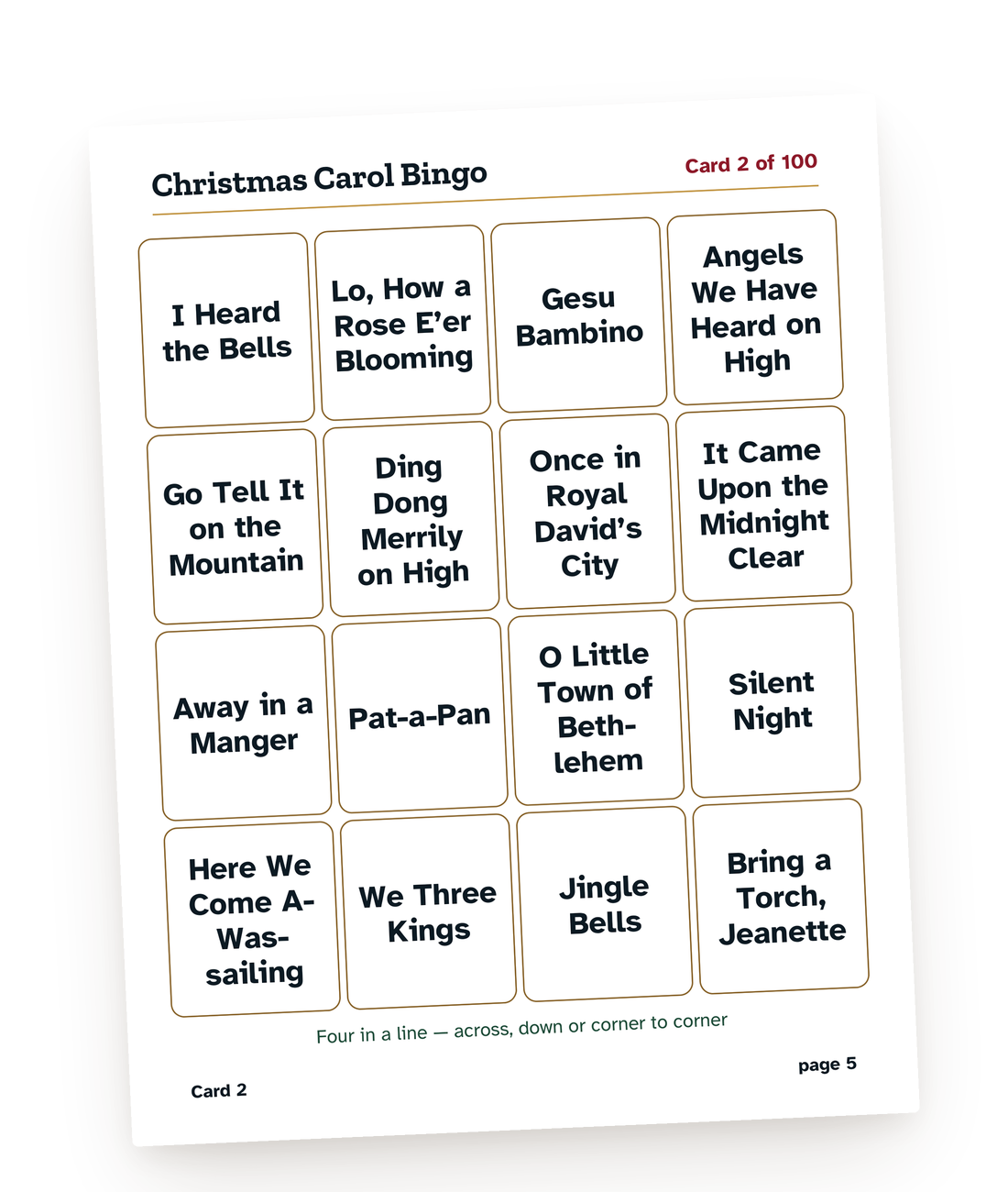 A page from one of our printable Christmas games