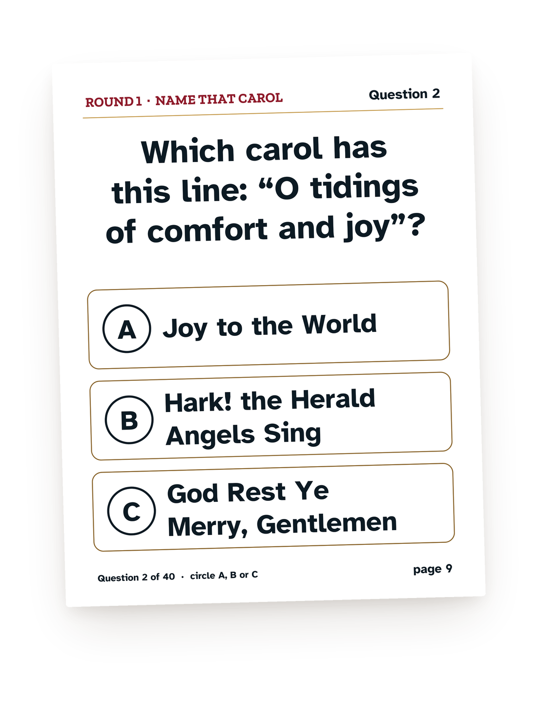 A real page from our Christmas games