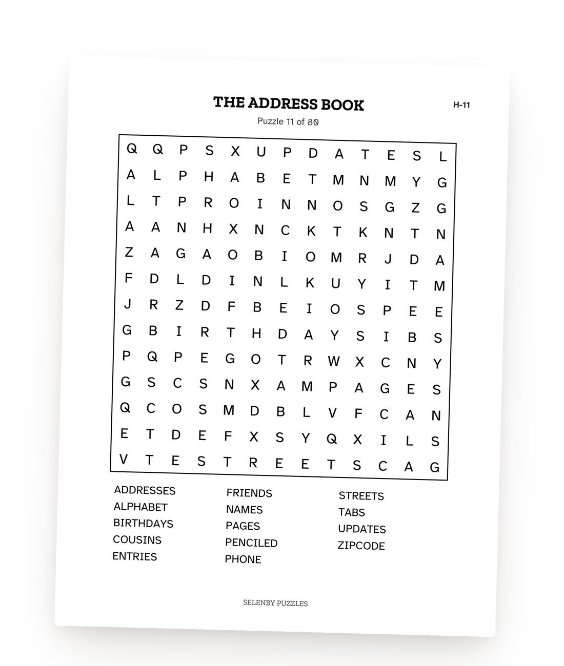 A page from one of our printable Large print puzzles