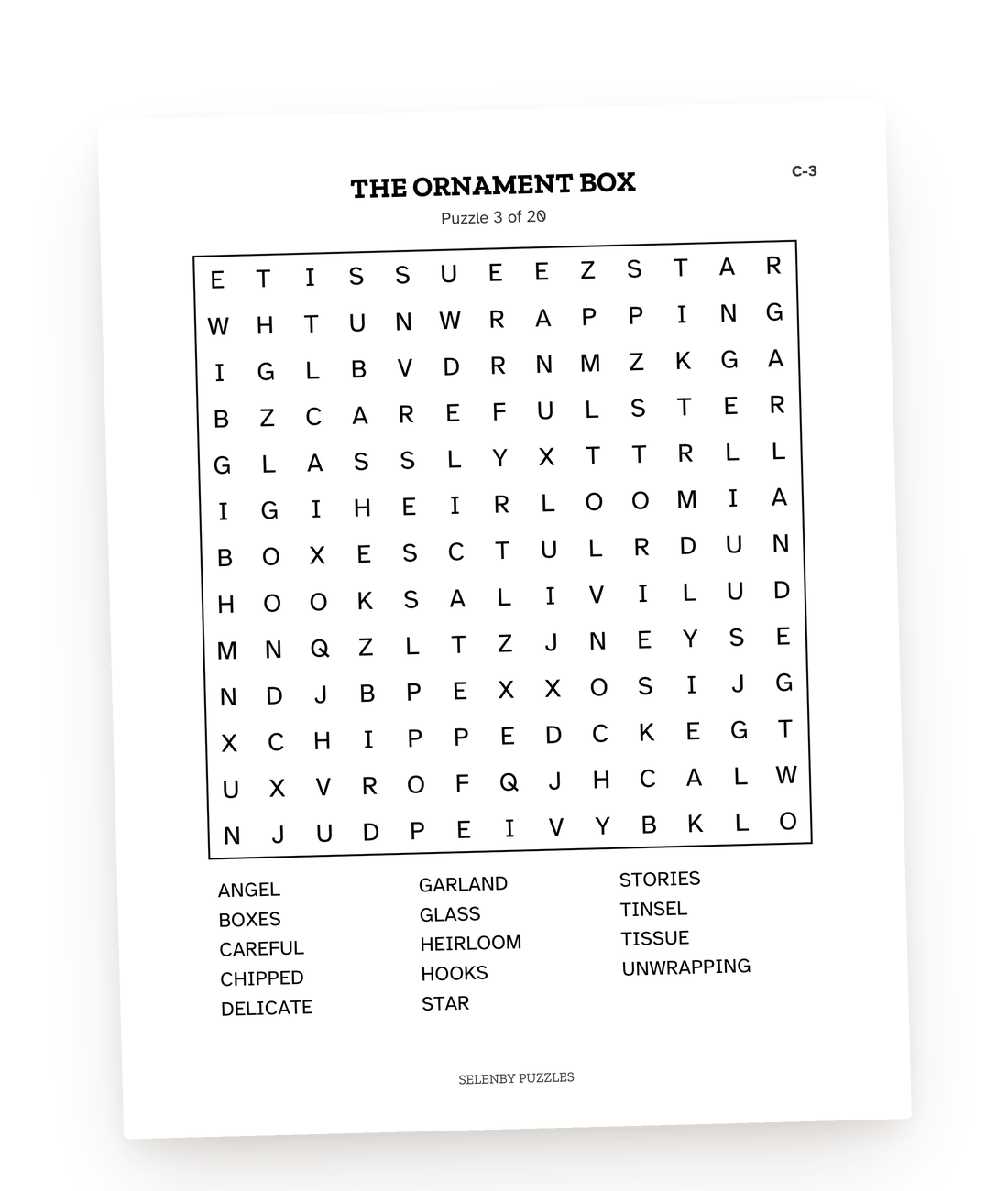 A page from one of our printable Christmas party games