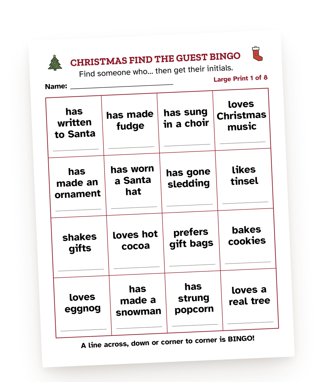 A page from one of our printable Office party games