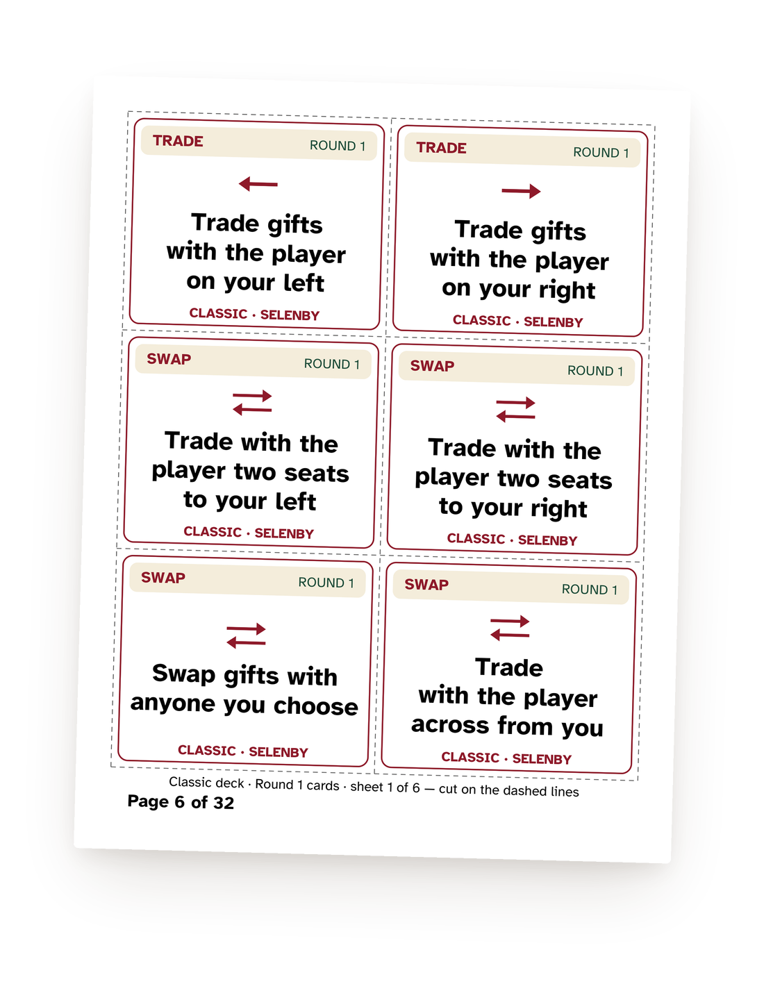 A real page from our office party games