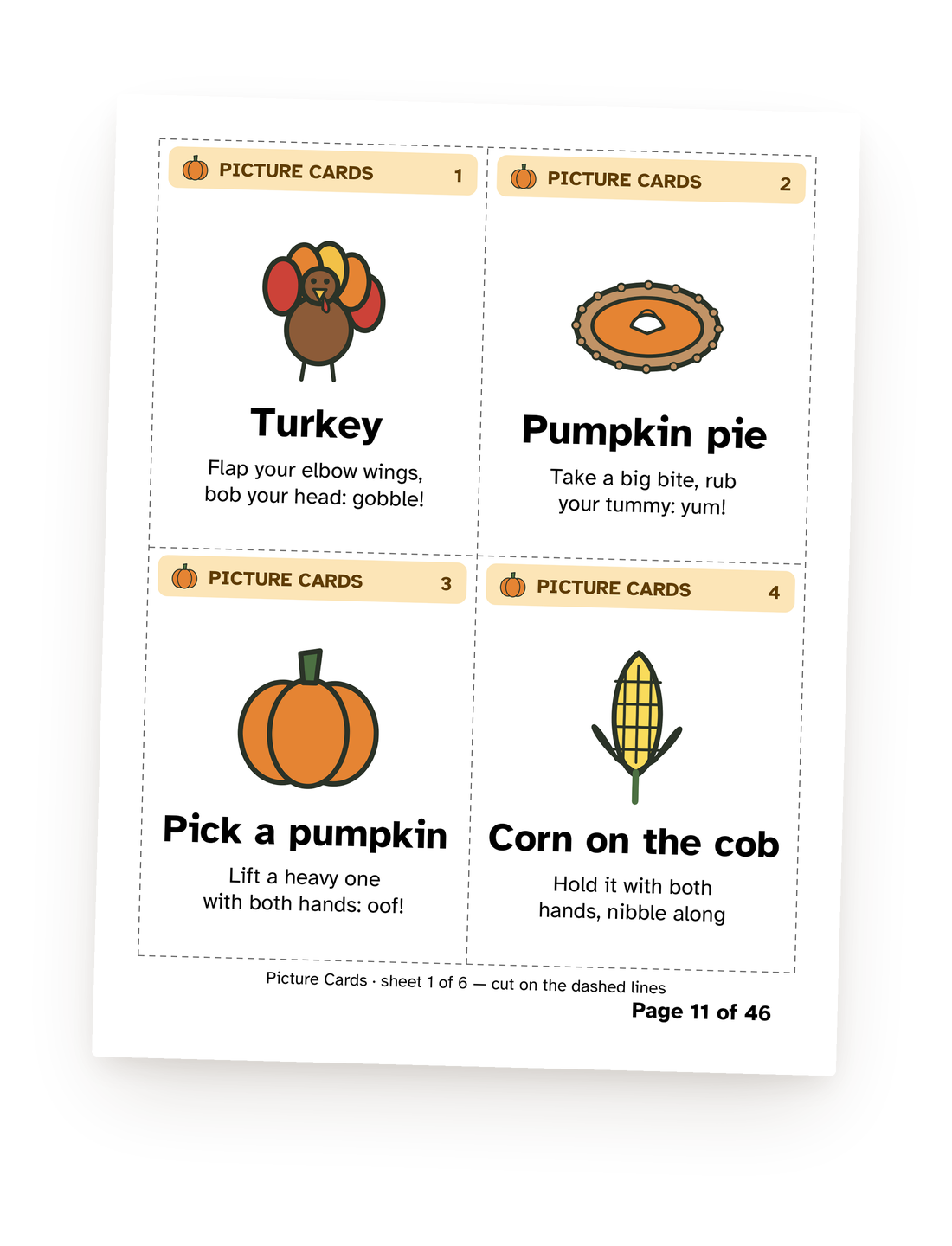 A real page from our Thanksgiving games